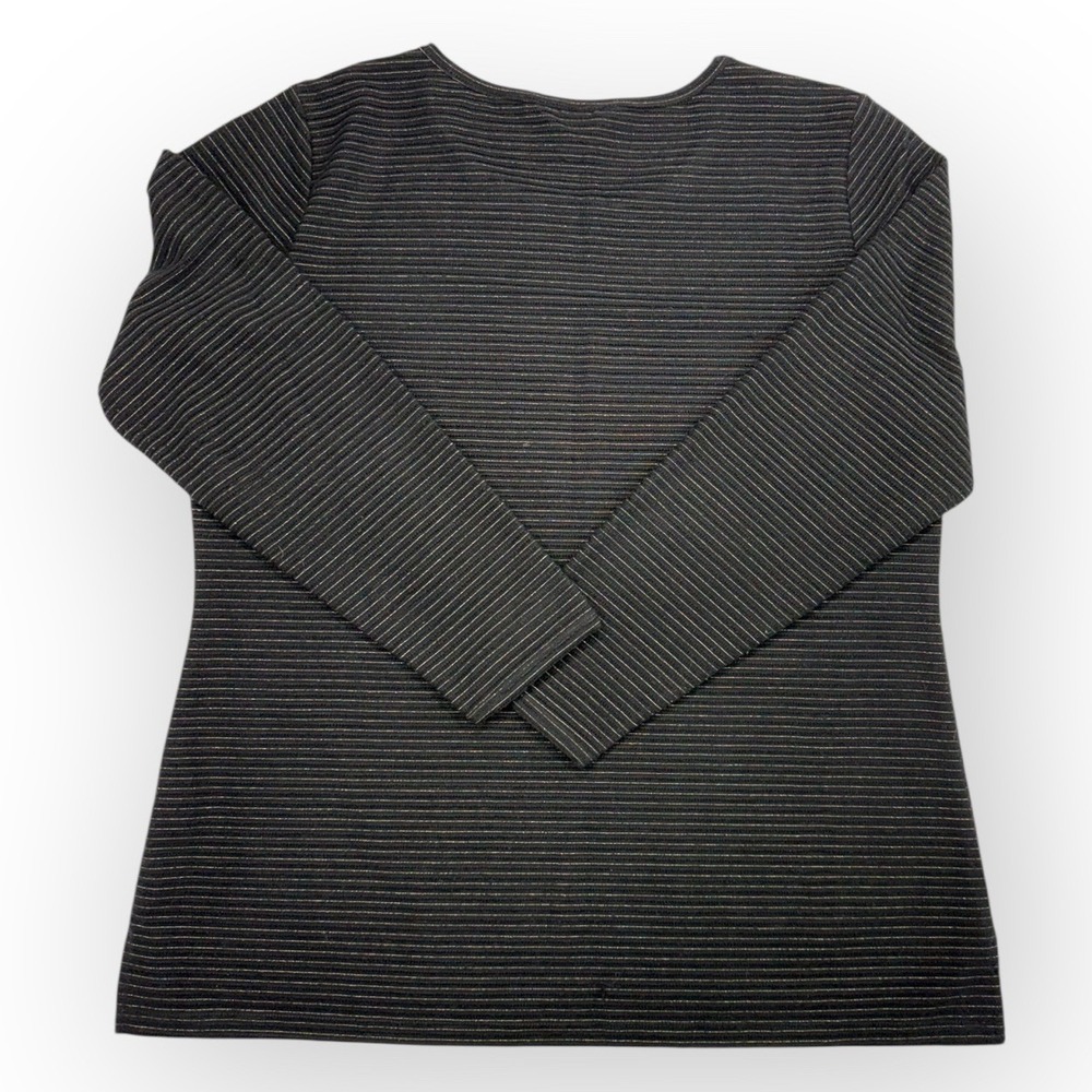 Christopher & Banks Black Metallic Stripe Long‎ Sleeve Top Size XL - Picture 3 of 8
